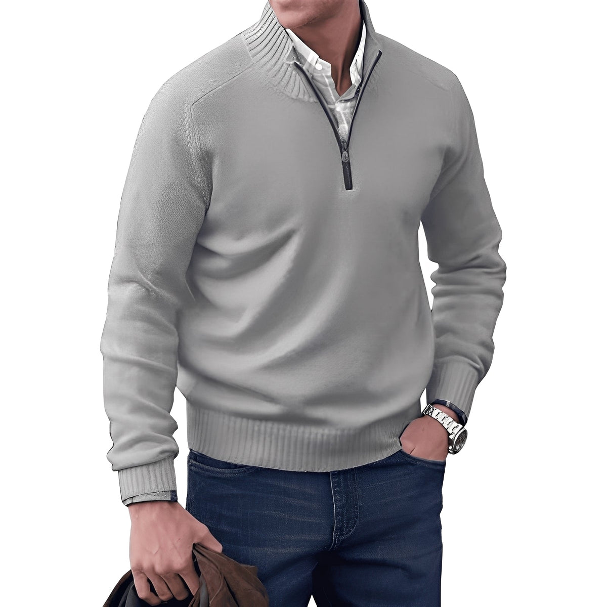 Kian - Contemporary men's pullover with practical zipper