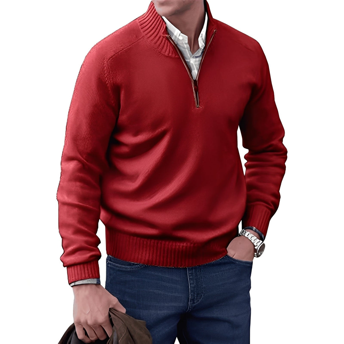 Kian - Contemporary men's pullover with practical zipper