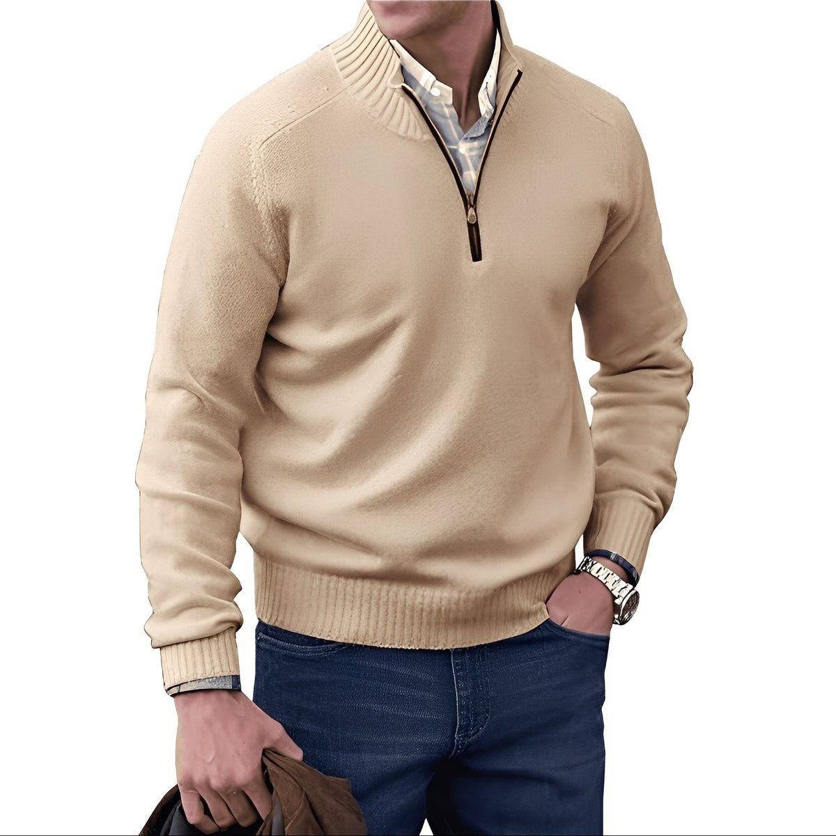 Kian - Contemporary men's pullover with practical zipper