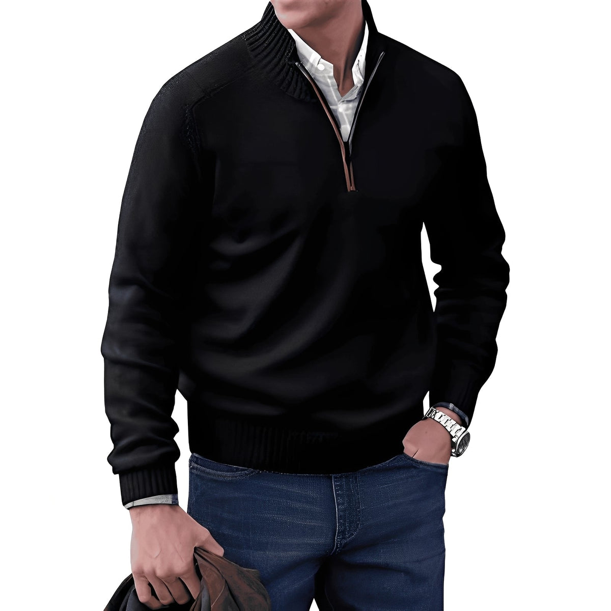 Kian - Contemporary men's pullover with practical zipper