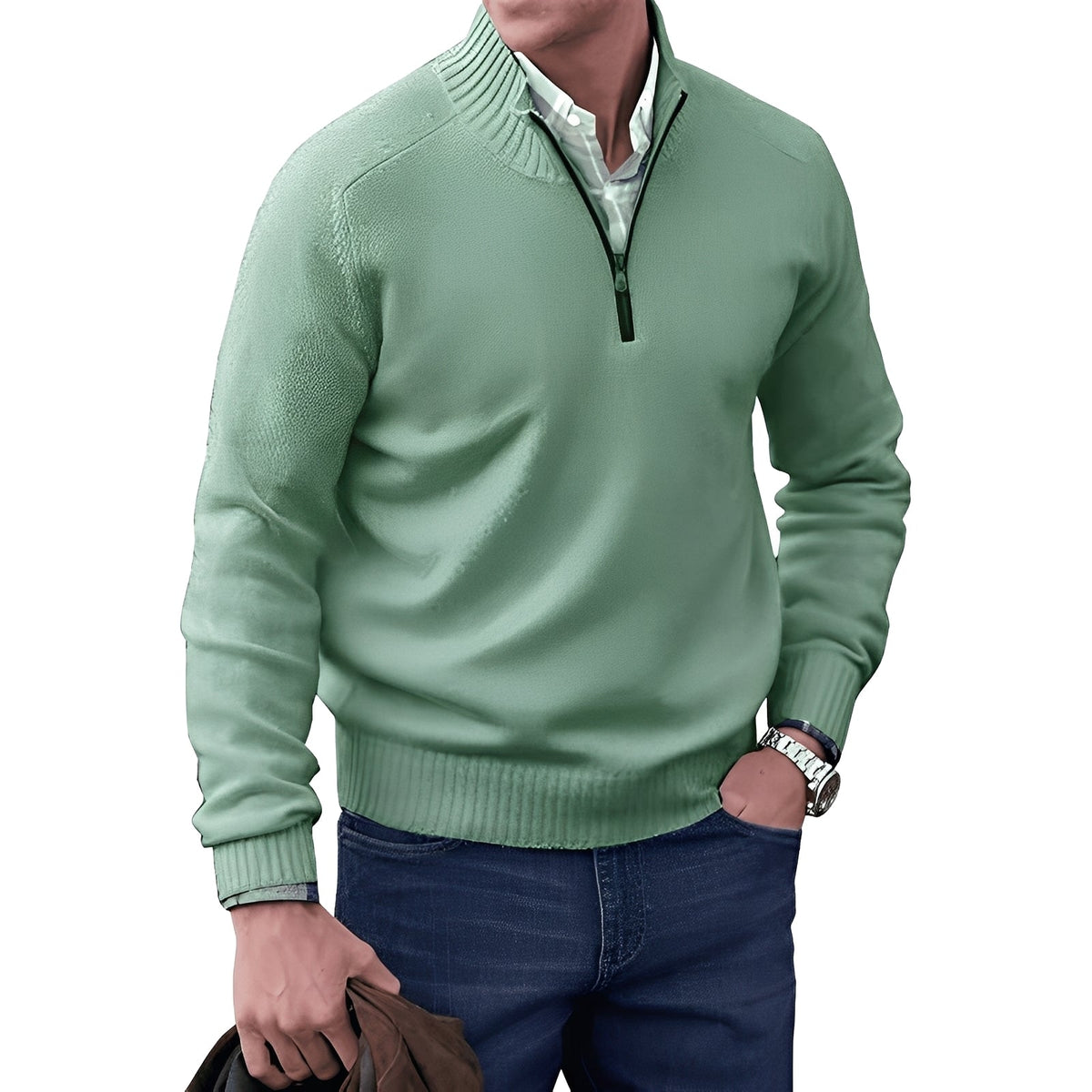 Kian - Contemporary men's pullover with practical zipper