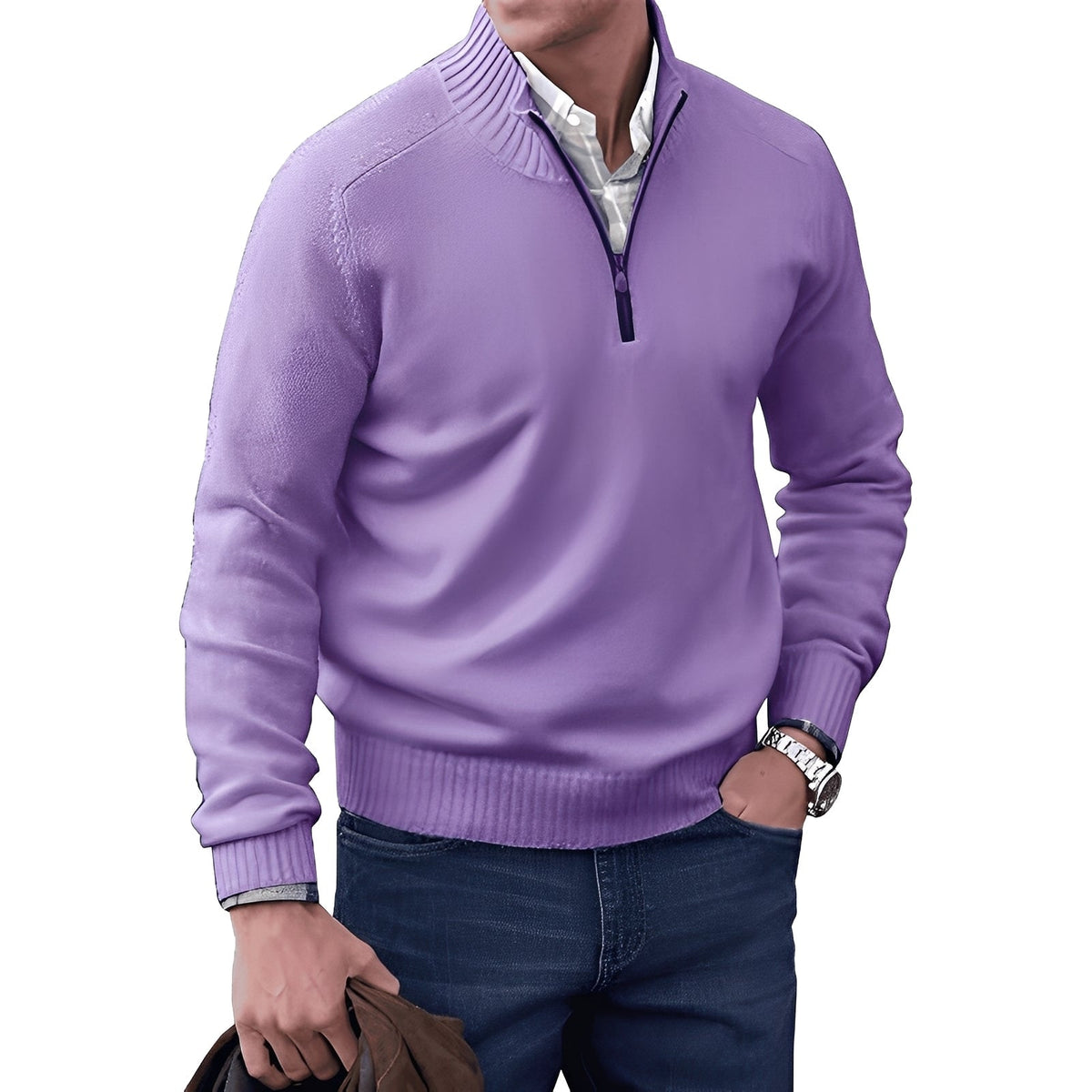 Kian - Contemporary men's pullover with practical zipper