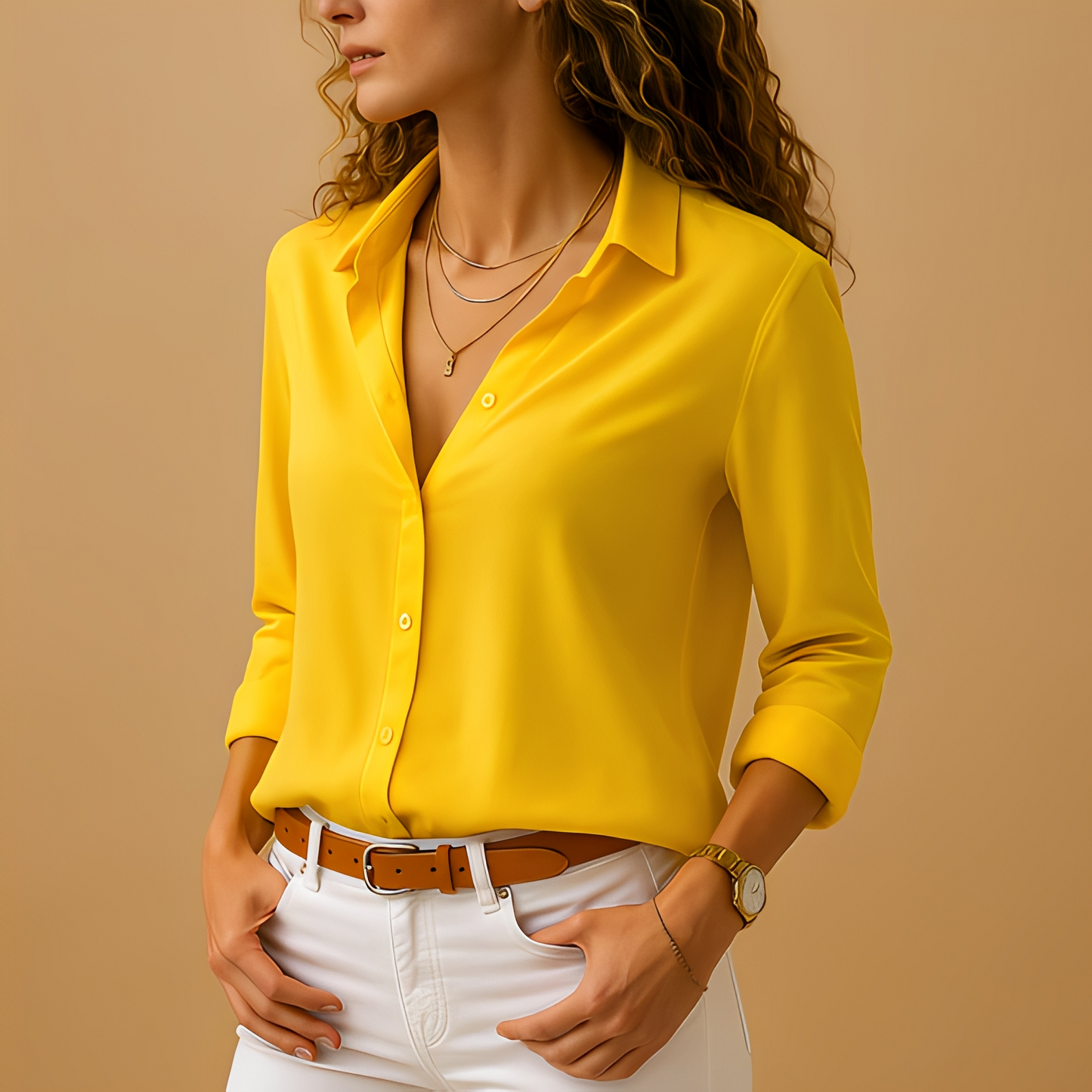 Akera - Simple Long-Sleeved Blouse